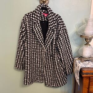 Catherine Malandrino Black and White Houndstooth Teddy Jacket